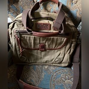 Duluth Oxford Khaki and Brown Men's Messenger Bag